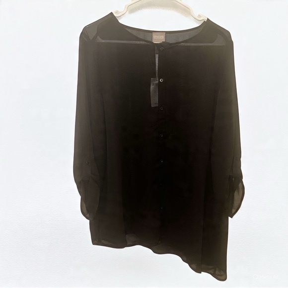 Chico's Classic Black Sheer Blouse - Picture 1 of 6